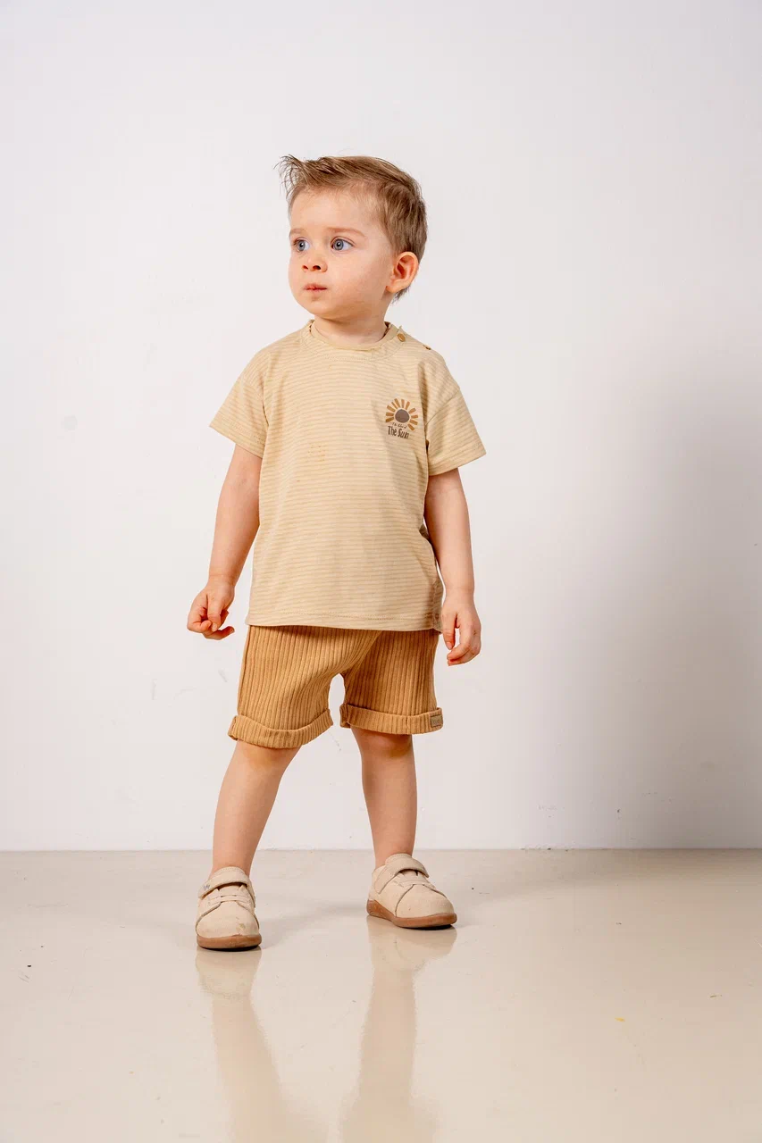 Joviel Striped T-Shirt and Ribbed Shorts Baby Set