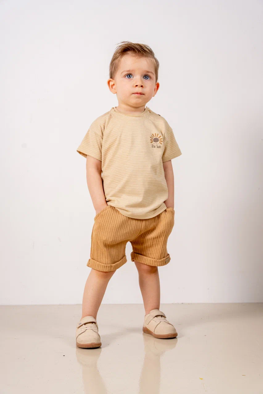 Joviel Striped T-Shirt and Ribbed Shorts Baby Set