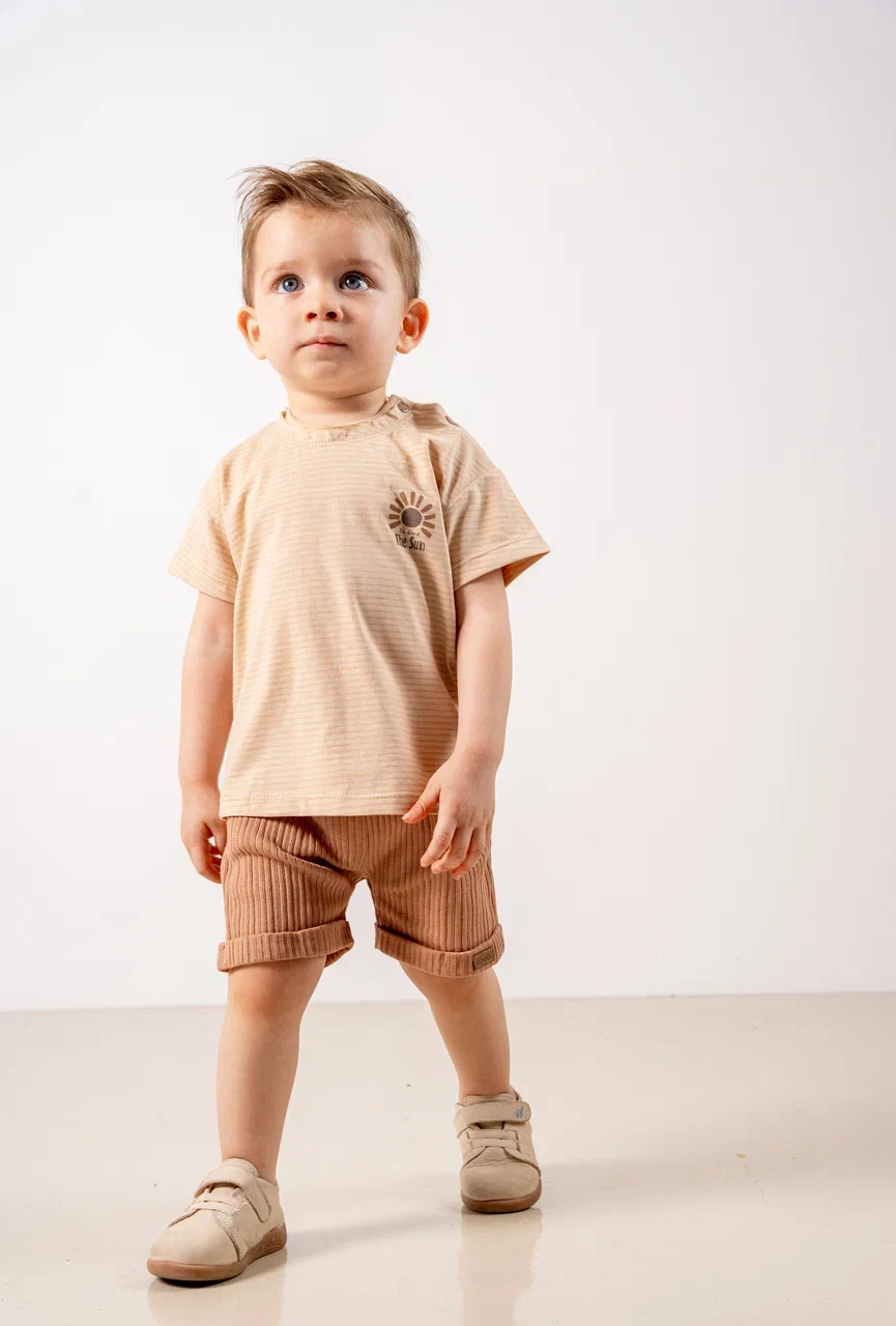 Joviel Striped T-Shirt and Ribbed Shorts Baby Set