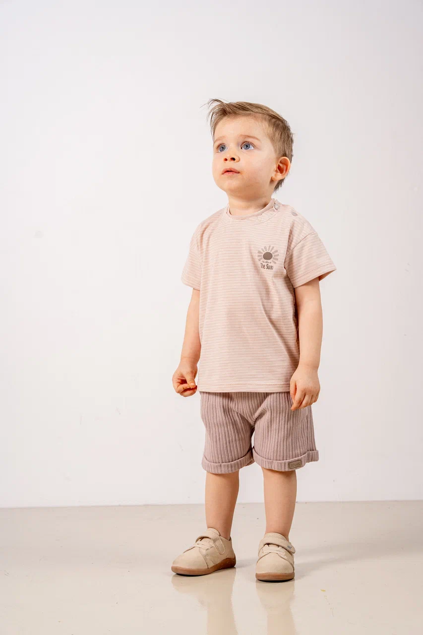 Joviel Striped T-Shirt and Ribbed Shorts Baby Set