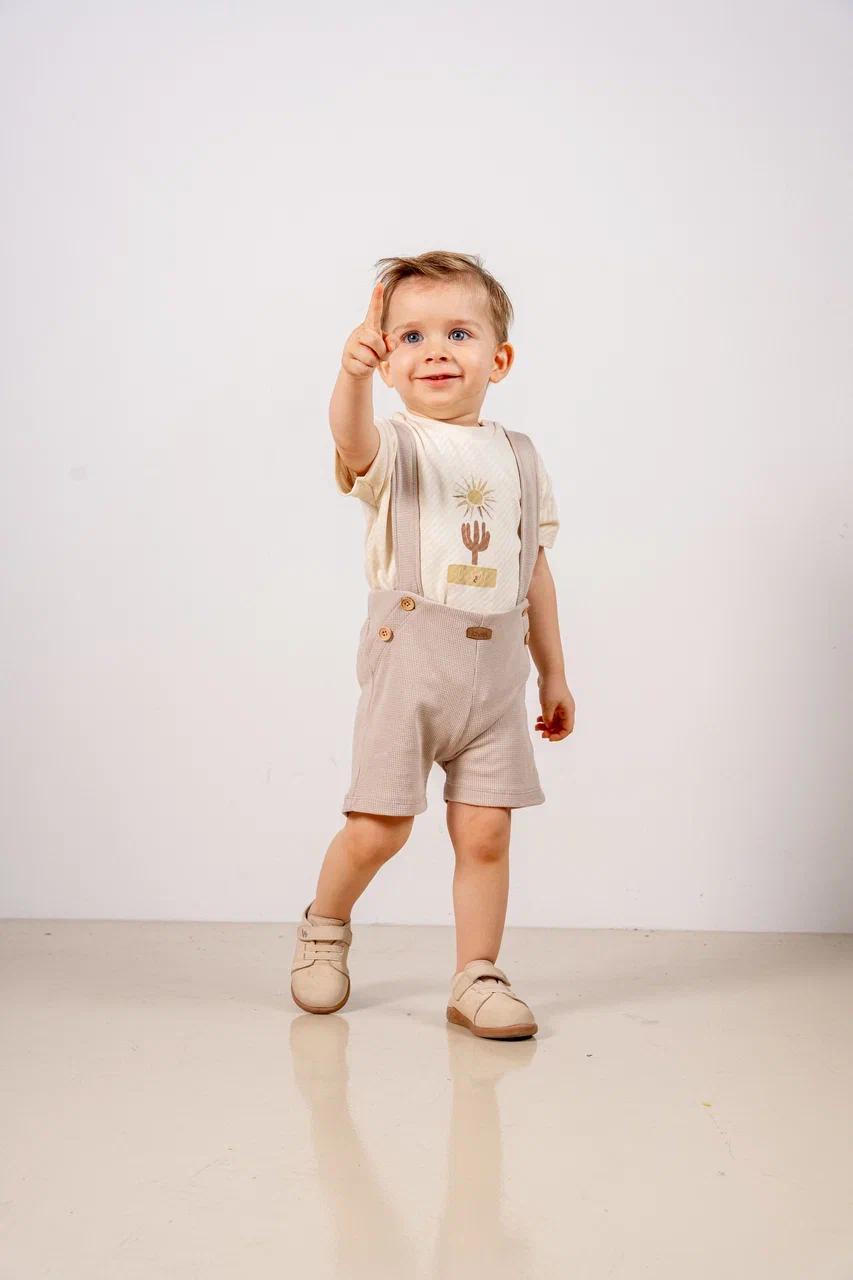 Joviel Printed T-Shirt and Suspender Shorts Baby Set